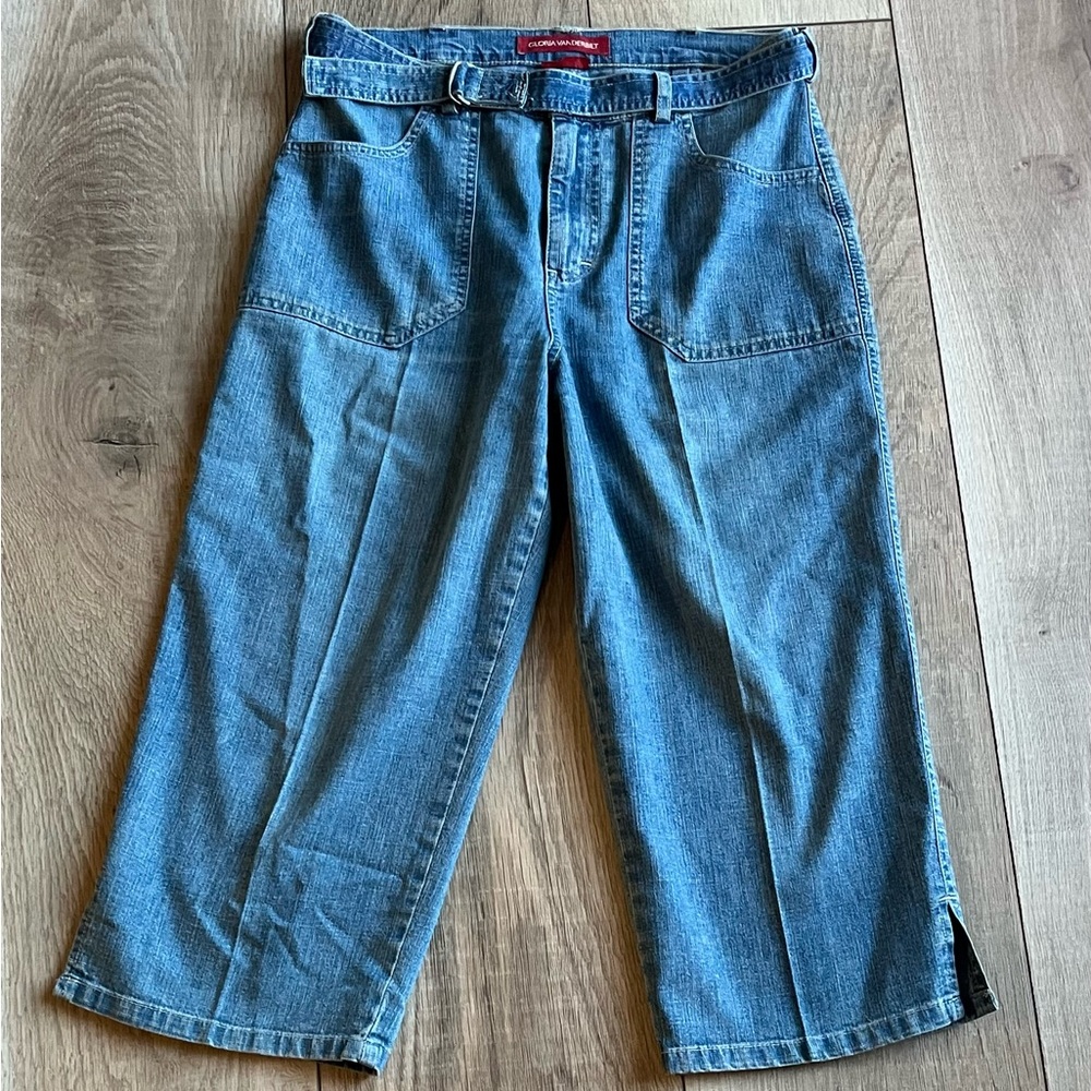 Blue Denim Cropped Pants